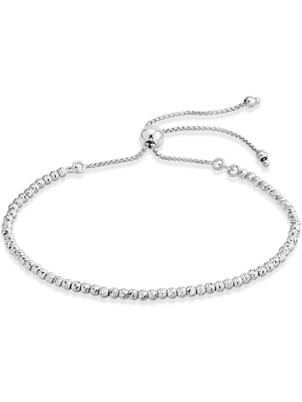 Adjustable 925 Sterling Silver & Gold Plated Diamond-Cut Bolo Bead Bracelet for